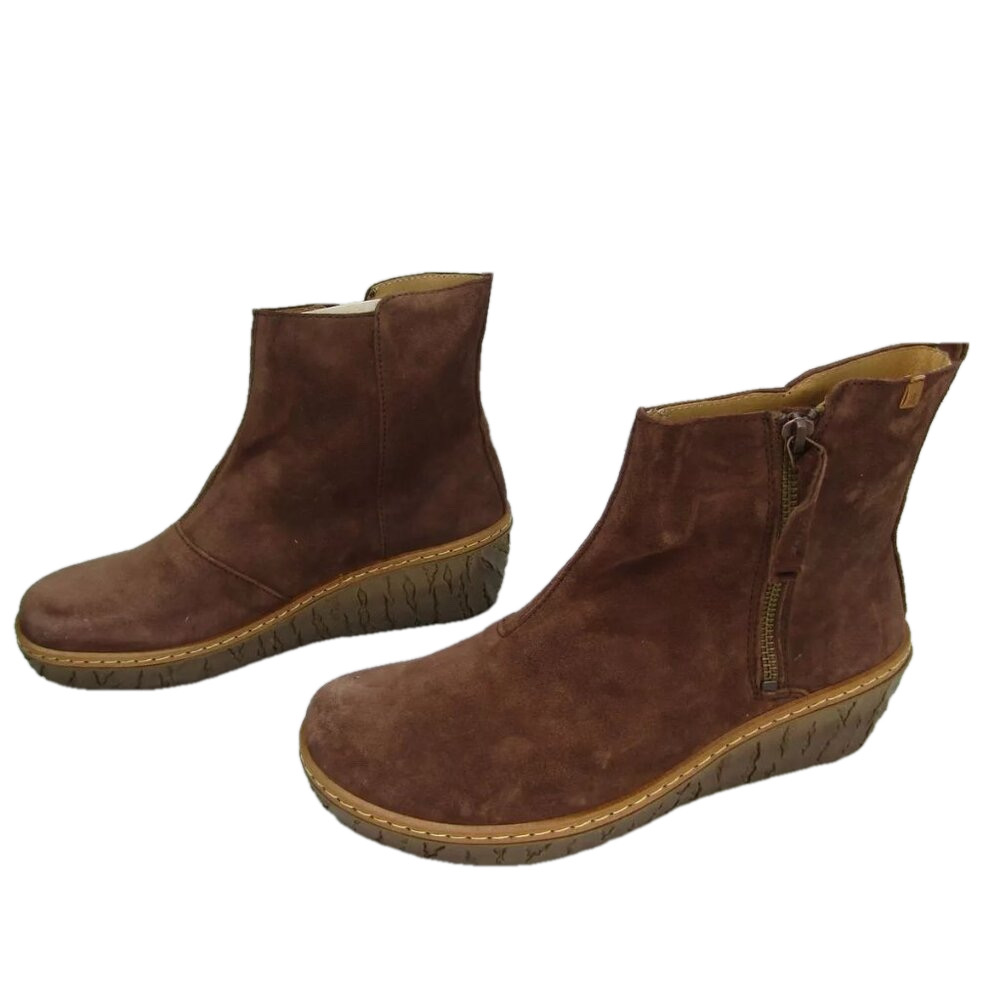 NEW EL NATURALISTA Womens Myth Boots Wedge Leather Comfort Ankle Side-Zip size 6